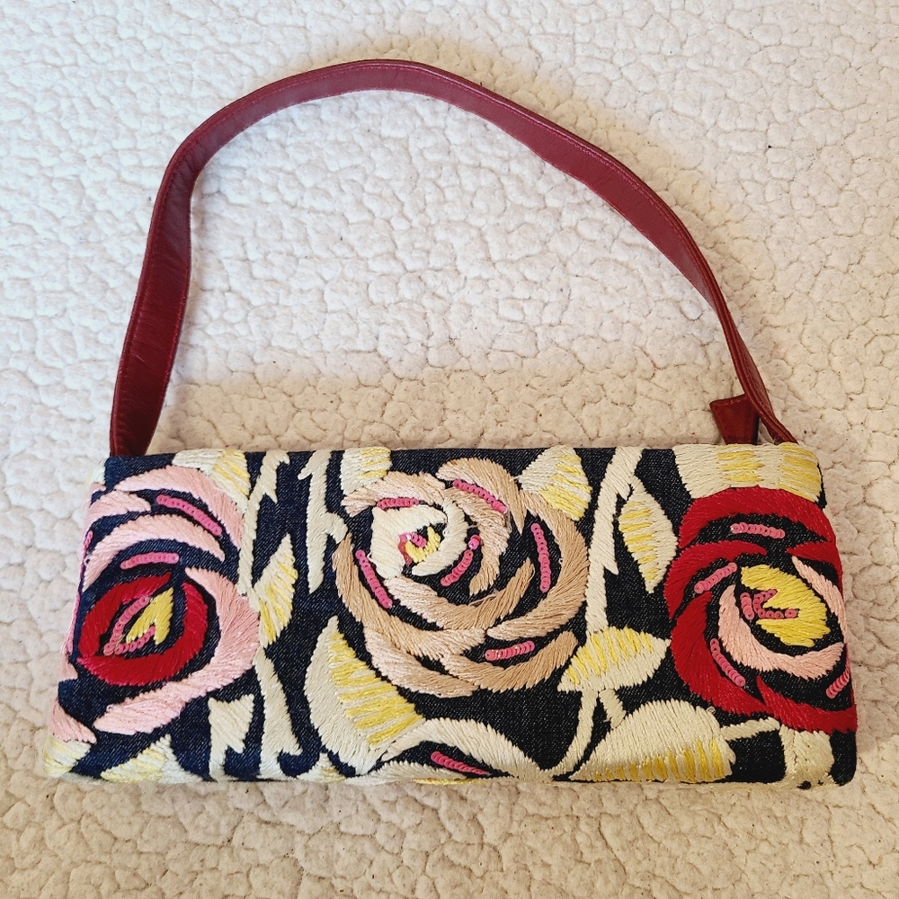 Santi - Vintage - embroidered floral handbag